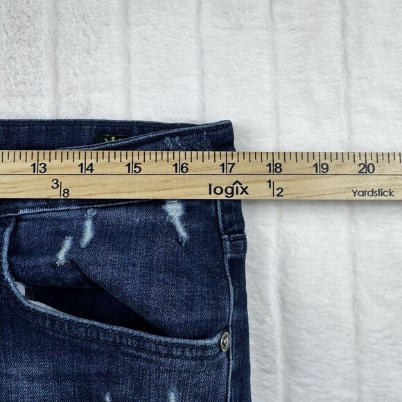 Ron Tomson Logo Graphic Distressed Jeans Men 34x30 Slim Straight Stretch Luxury - Picture 3 of 16